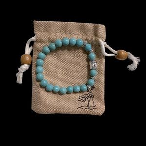 Buddha Charm Bracelet Turquoise Beads 7.5”inch stretch